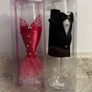 Bride and groom champagne glasses